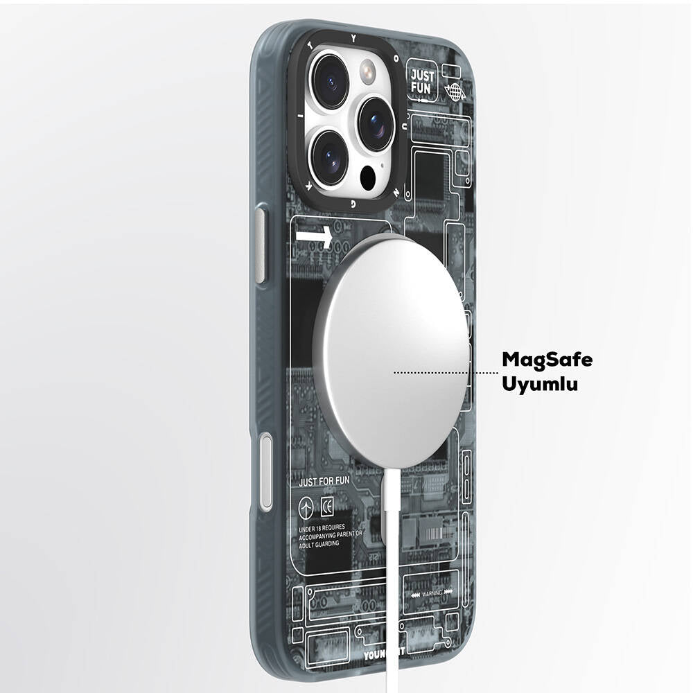 Youngkit Technology Serisi iPhone 16 Pro Max M-safe Şarj Özellikli Kılıf Youngkit Technology Serisi iPhone 16 Pro Max M-safe Şarj Özellikli Kılıf